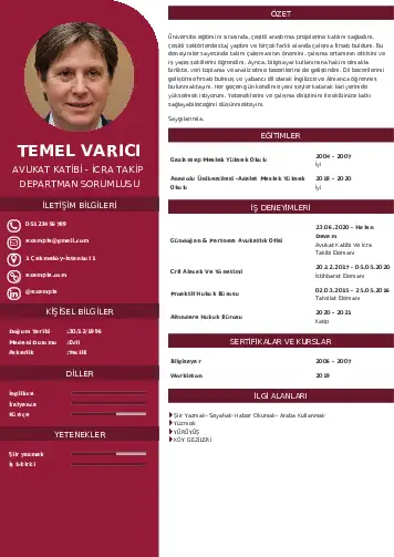 Hukuk Sekreteri Cv Örnekleri cv indir